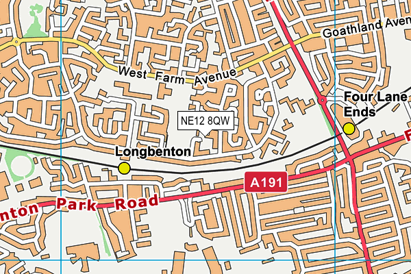 NE12 8QW map - OS VectorMap District (Ordnance Survey)