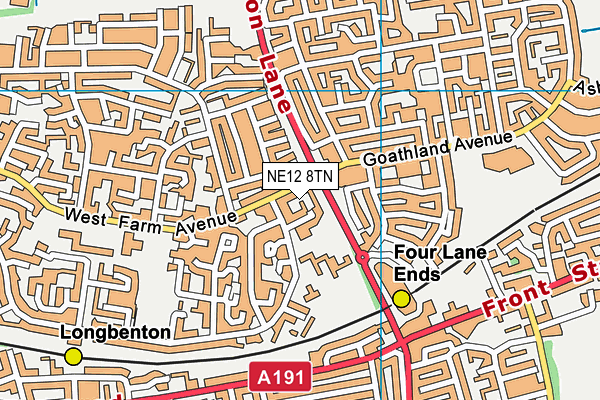NE12 8TN map - OS VectorMap District (Ordnance Survey)