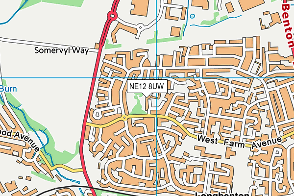 NE12 8UW map - OS VectorMap District (Ordnance Survey)