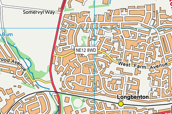 NE12 8WD map - OS VectorMap District (Ordnance Survey)