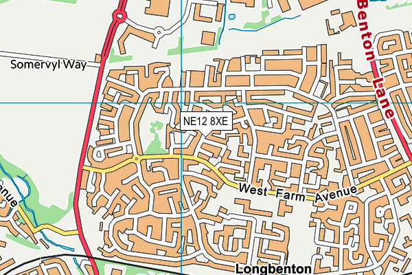 NE12 8XE map - OS VectorMap District (Ordnance Survey)