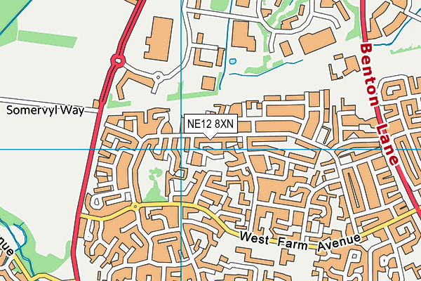 NE12 8XN map - OS VectorMap District (Ordnance Survey)