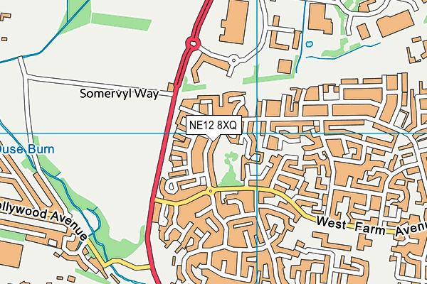 NE12 8XQ map - OS VectorMap District (Ordnance Survey)