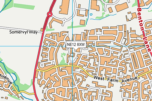 NE12 8XW map - OS VectorMap District (Ordnance Survey)