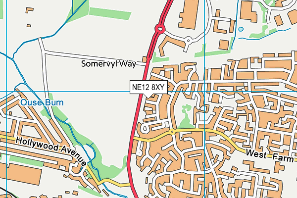 NE12 8XY map - OS VectorMap District (Ordnance Survey)