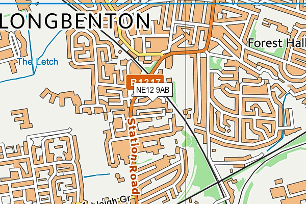 NE12 9AB map - OS VectorMap District (Ordnance Survey)