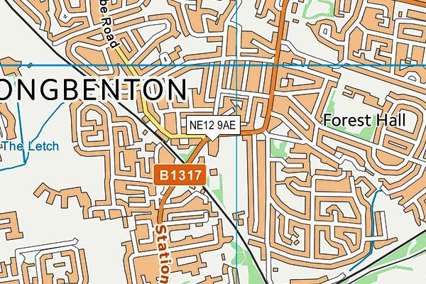 NE12 9AE map - OS VectorMap District (Ordnance Survey)