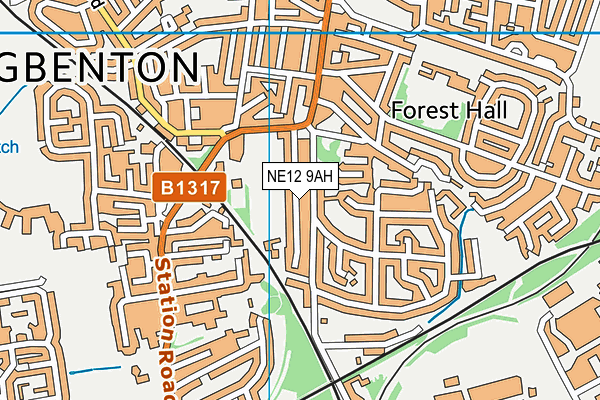 NE12 9AH map - OS VectorMap District (Ordnance Survey)