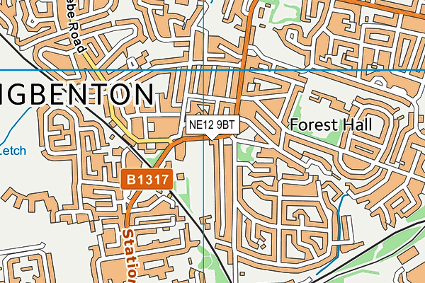 NE12 9BT map - OS VectorMap District (Ordnance Survey)