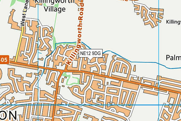 NE12 9DG map - OS VectorMap District (Ordnance Survey)