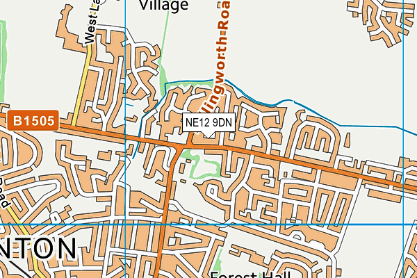 NE12 9DN map - OS VectorMap District (Ordnance Survey)