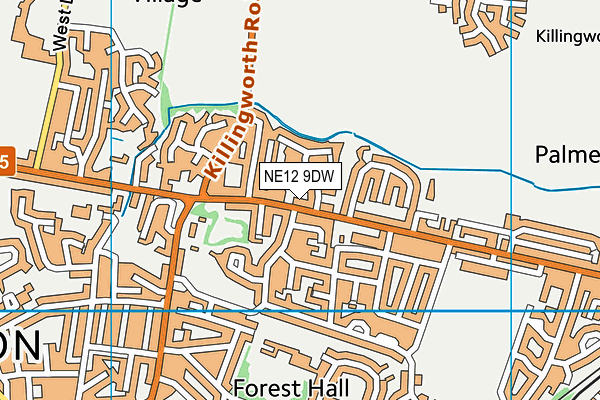 NE12 9DW map - OS VectorMap District (Ordnance Survey)