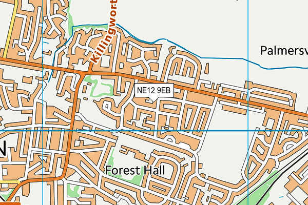 NE12 9EB map - OS VectorMap District (Ordnance Survey)
