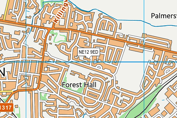 NE12 9ED map - OS VectorMap District (Ordnance Survey)