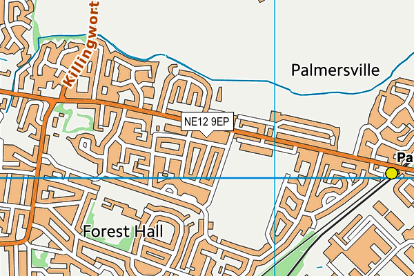 NE12 9EP map - OS VectorMap District (Ordnance Survey)