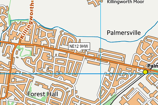 East Palmersville Playing Fields map (NE12 9HW) - OS VectorMap District (Ordnance Survey)