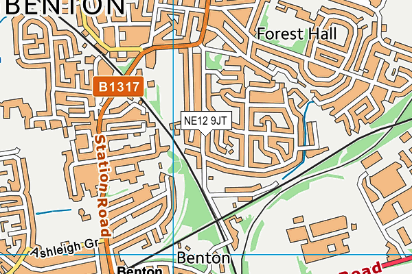 NE12 9JT map - OS VectorMap District (Ordnance Survey)