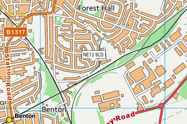 NE12 9LD map - OS VectorMap District (Ordnance Survey)