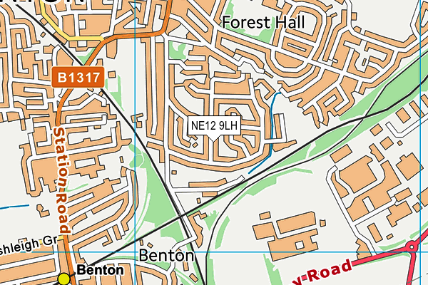 NE12 9LH map - OS VectorMap District (Ordnance Survey)