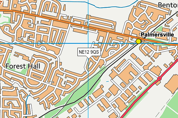 NE12 9QS map - OS VectorMap District (Ordnance Survey)