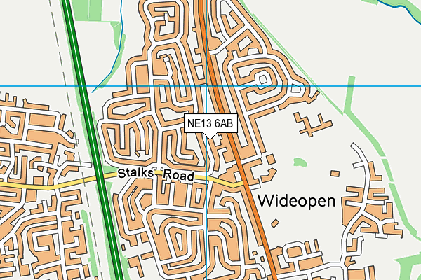 NE13 6AB map - OS VectorMap District (Ordnance Survey)
