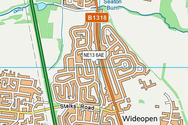NE13 6AE map - OS VectorMap District (Ordnance Survey)