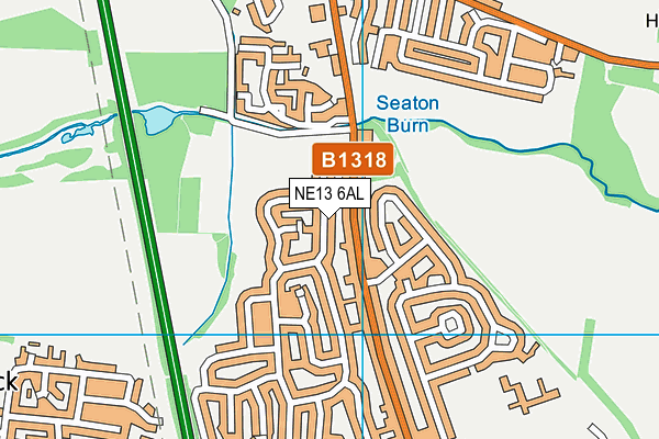 NE13 6AL map - OS VectorMap District (Ordnance Survey)