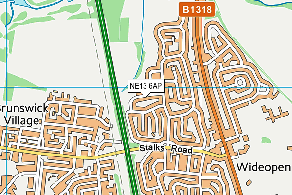 NE13 6AP map - OS VectorMap District (Ordnance Survey)