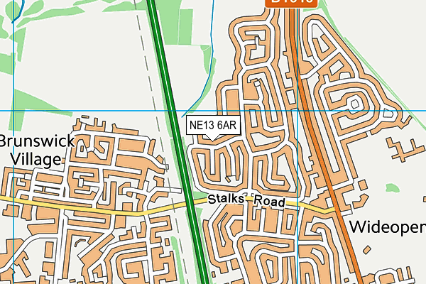 NE13 6AR map - OS VectorMap District (Ordnance Survey)