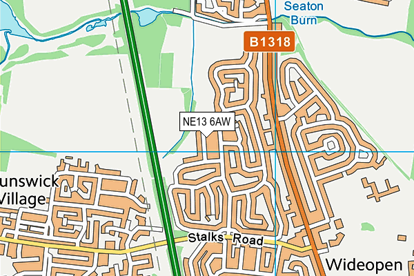 NE13 6AW map - OS VectorMap District (Ordnance Survey)