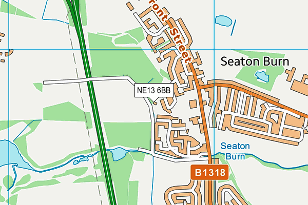 NE13 6BB map - OS VectorMap District (Ordnance Survey)