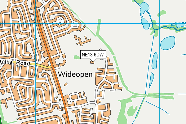 NE13 6DW map - OS VectorMap District (Ordnance Survey)