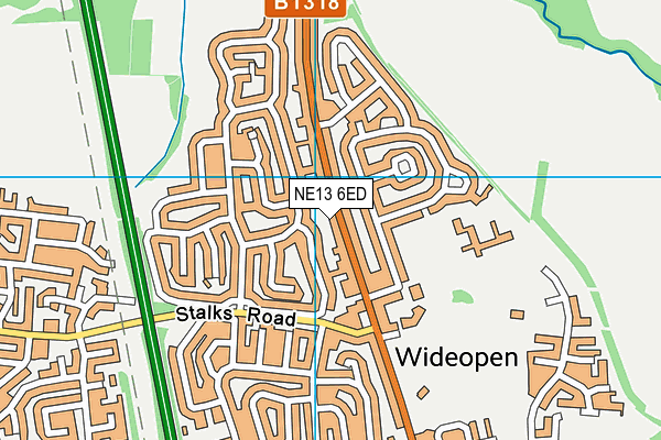 NE13 6ED map - OS VectorMap District (Ordnance Survey)