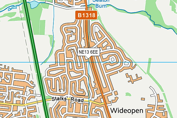 NE13 6EE map - OS VectorMap District (Ordnance Survey)