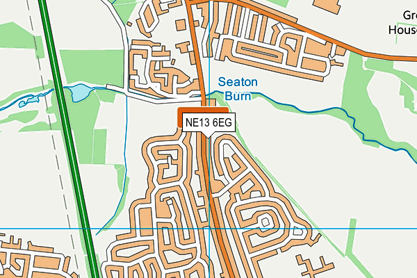 NE13 6EG map - OS VectorMap District (Ordnance Survey)
