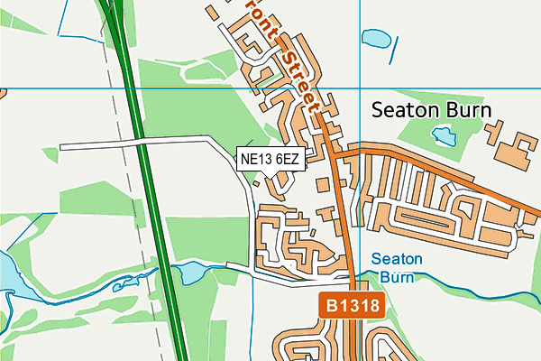 NE13 6EZ map - OS VectorMap District (Ordnance Survey)