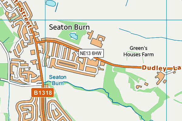 NE13 6HW map - OS VectorMap District (Ordnance Survey)