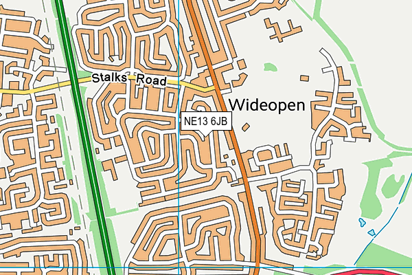 NE13 6JB map - OS VectorMap District (Ordnance Survey)
