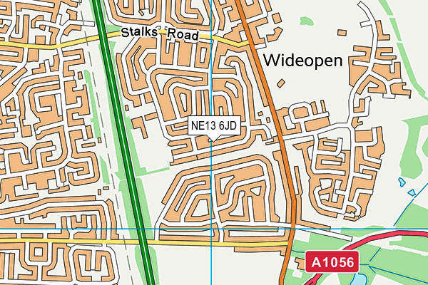 NE13 6JD map - OS VectorMap District (Ordnance Survey)