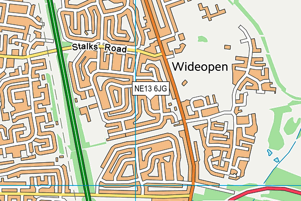 NE13 6JG map - OS VectorMap District (Ordnance Survey)