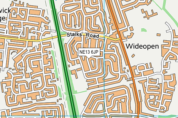 NE13 6JP map - OS VectorMap District (Ordnance Survey)