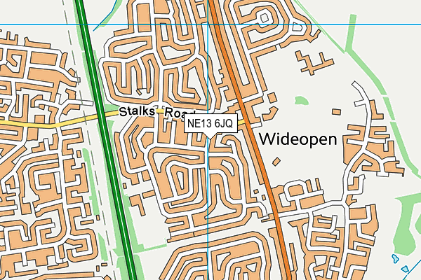 NE13 6JQ map - OS VectorMap District (Ordnance Survey)