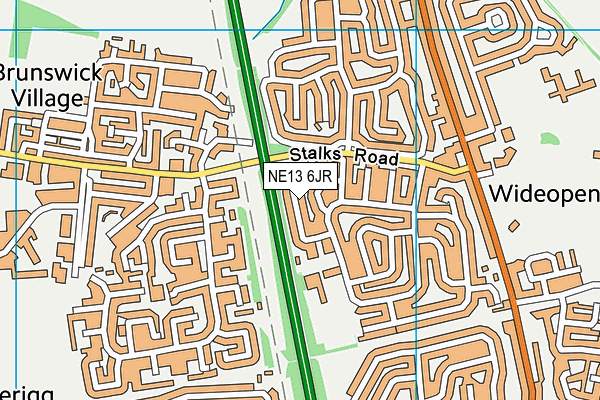 NE13 6JR map - OS VectorMap District (Ordnance Survey)