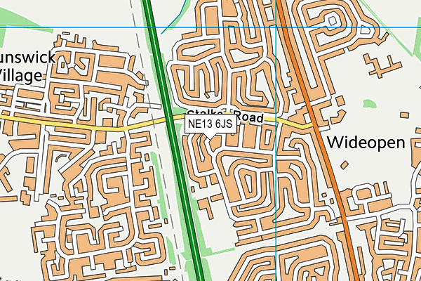 NE13 6JS map - OS VectorMap District (Ordnance Survey)