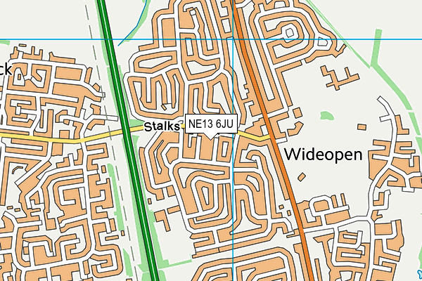 NE13 6JU map - OS VectorMap District (Ordnance Survey)