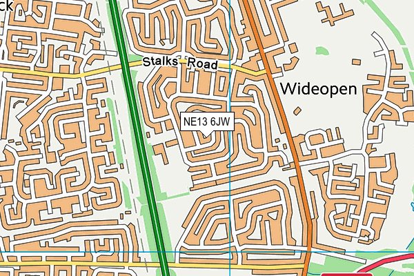 NE13 6JW map - OS VectorMap District (Ordnance Survey)