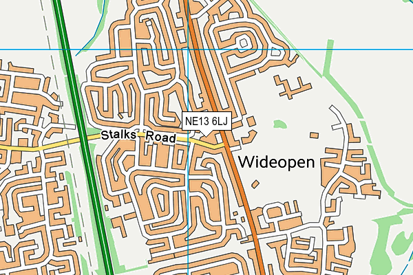 NE13 6LJ map - OS VectorMap District (Ordnance Survey)