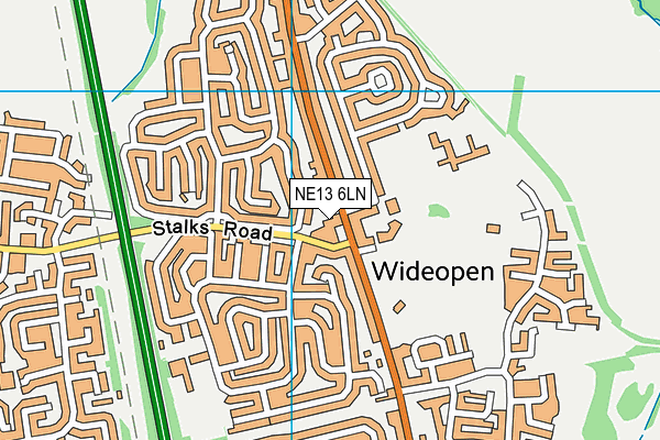 NE13 6LN map - OS VectorMap District (Ordnance Survey)