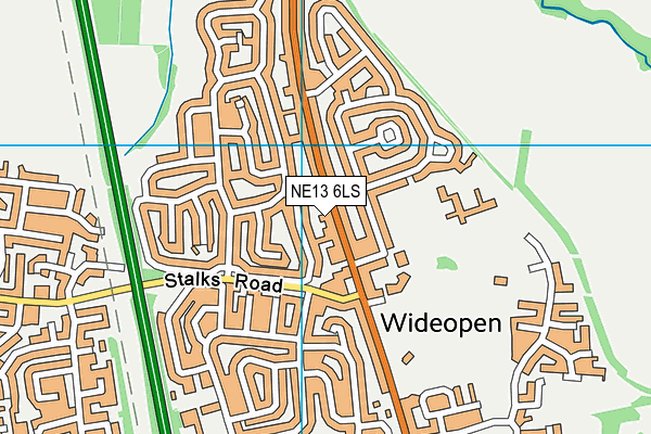 NE13 6LS map - OS VectorMap District (Ordnance Survey)