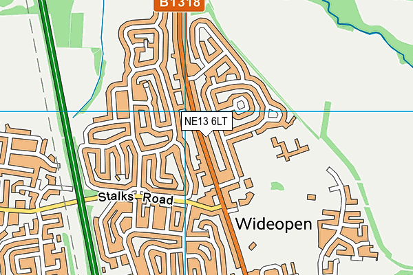 NE13 6LT map - OS VectorMap District (Ordnance Survey)